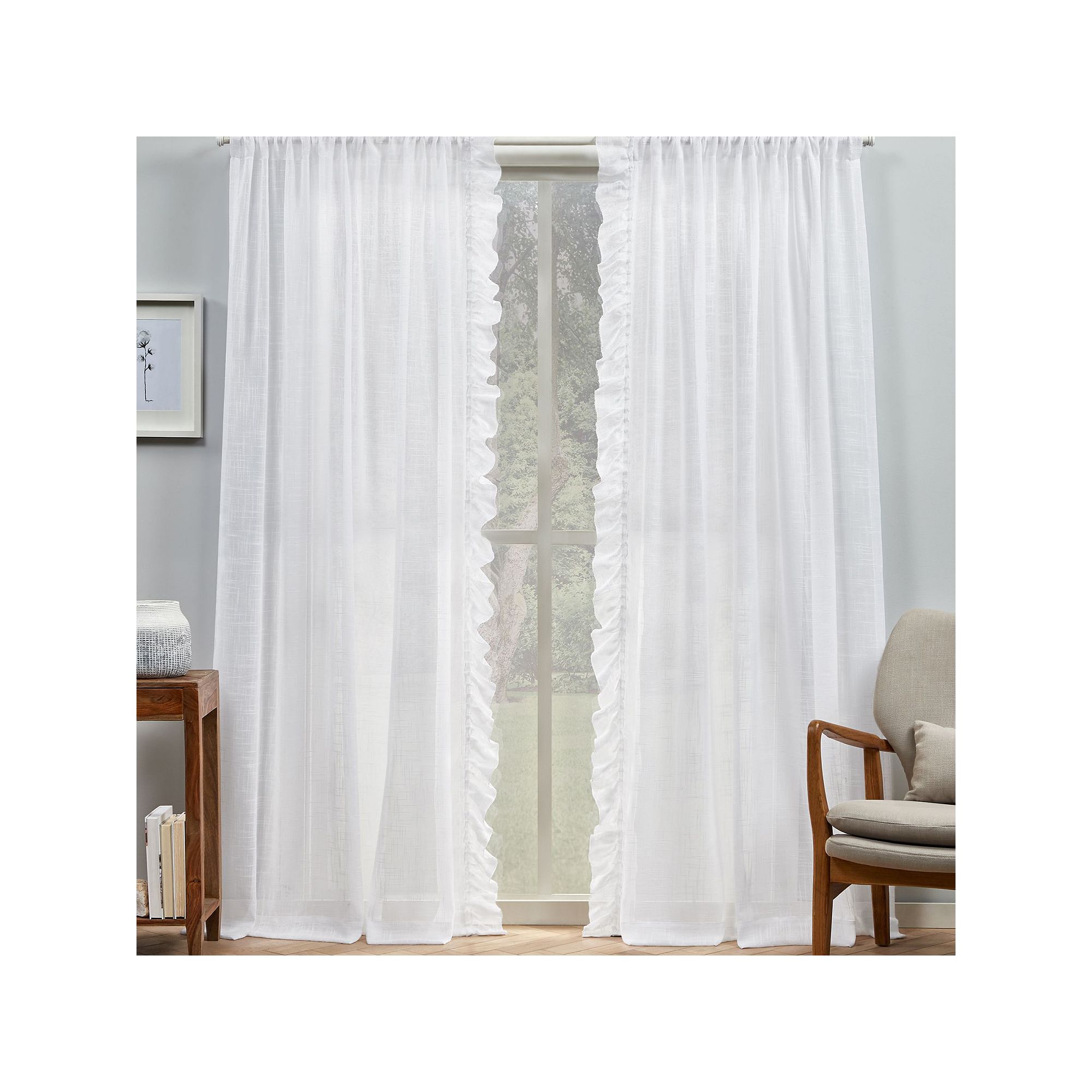 Exclusive Home 2-pack Jacinta Flippable Side Ruffle Sheer Rod Pocket Window