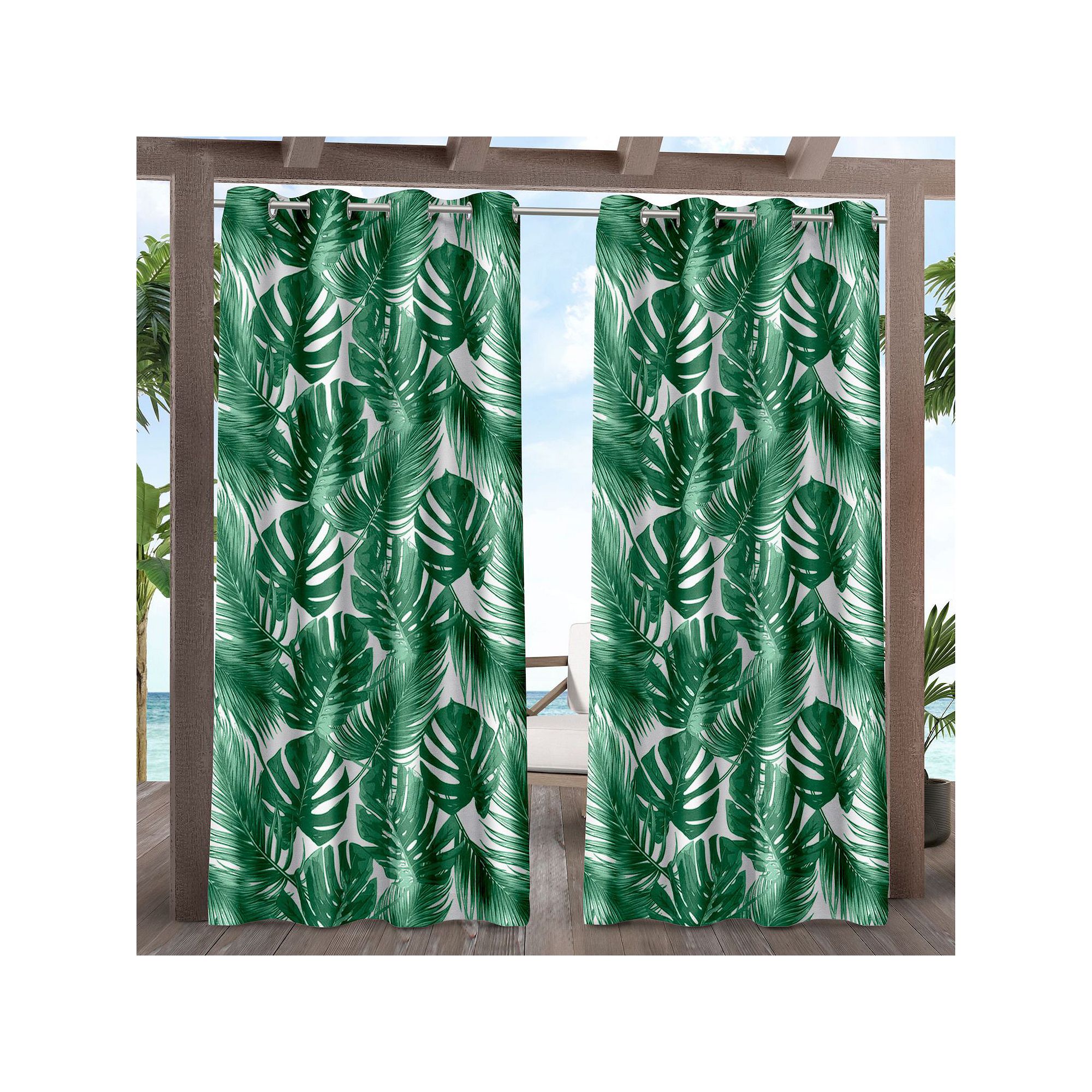 Exclusive Home 2-pack Jamaica Palm Indoor/Outdoor Light Filtering Grommet T