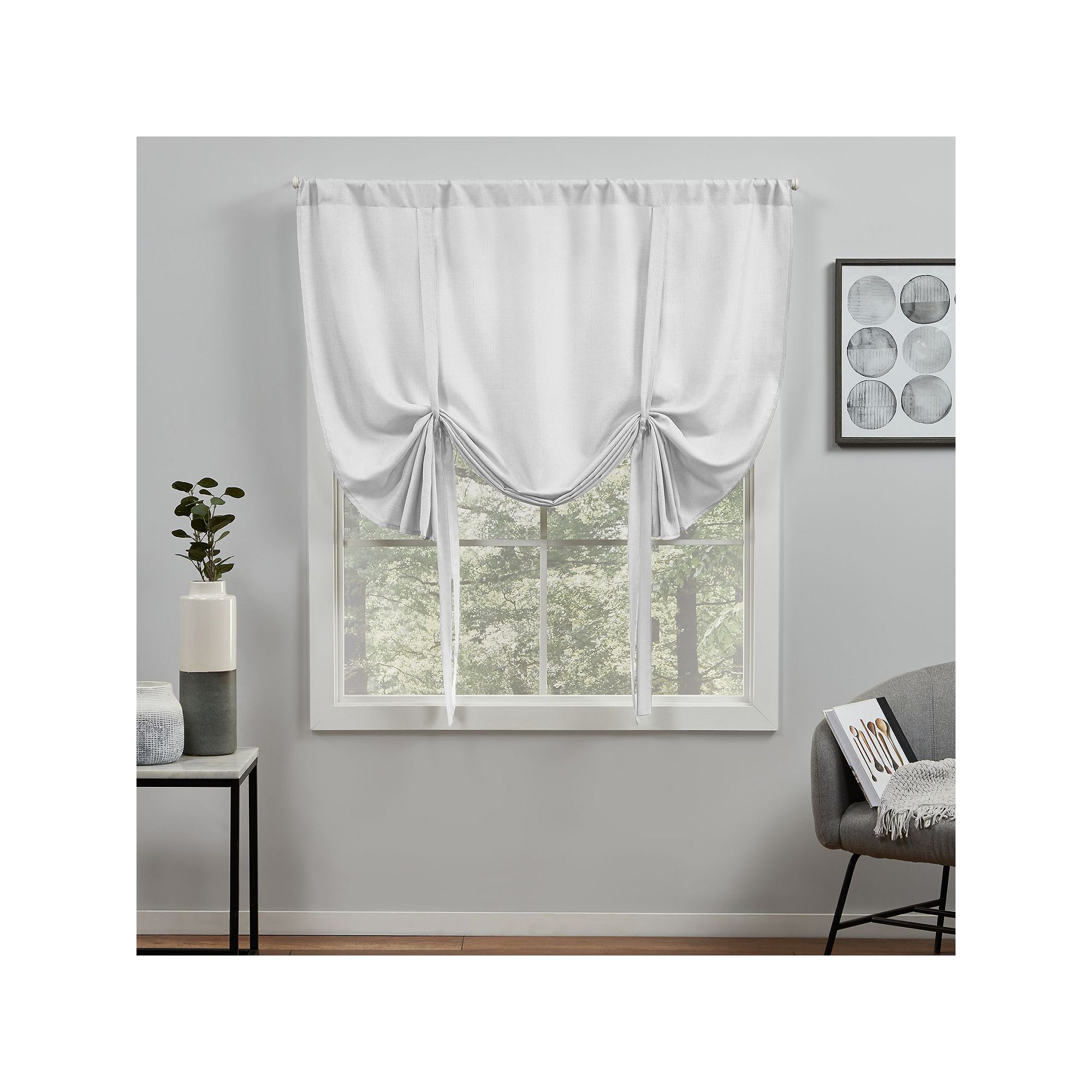 Exclusive Home Loha Light Filtering Rod Pocket Tie Up Shade, Winter
