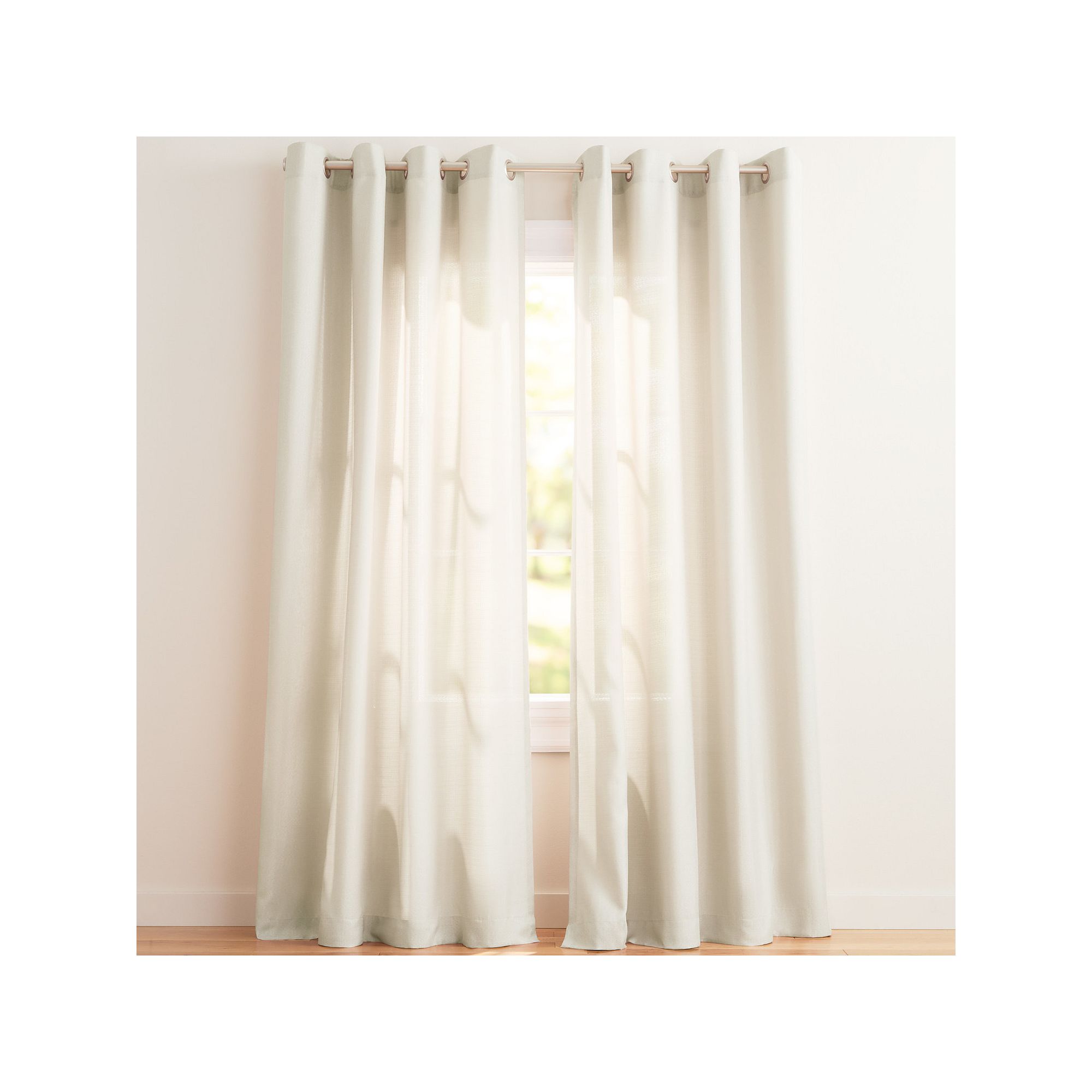 Exclusive Home 2-pack Loha Linen Grommet Top Window Curtains, Ivory