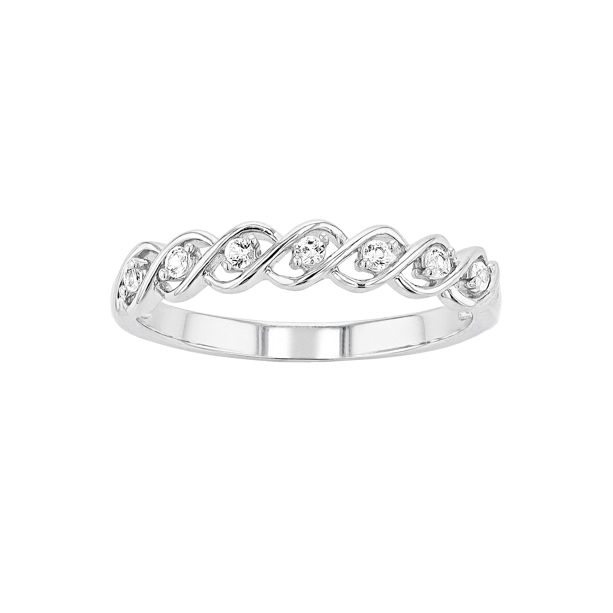 Sterling Silver Lab-Created White Sapphire Twist Band, Womens, Size: 6