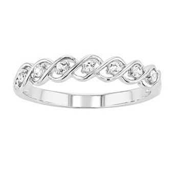 LeRose by Lexi and Rose Sterling Silver Lab-Created White Sapphire Twist Band