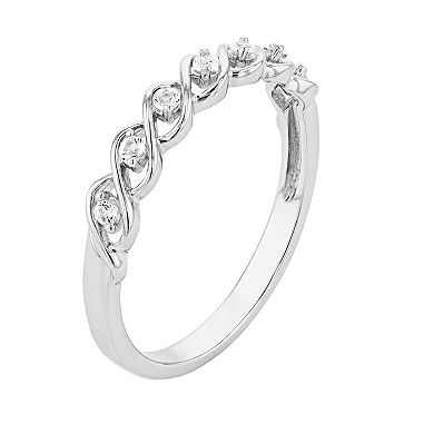 LeRose by Lexi and Rose Sterling Silver Lab-Created White Sapphire Twist Band