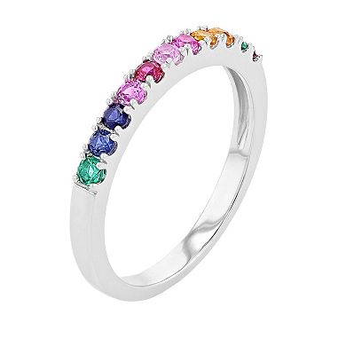 Sterling Silver Lab-Created Rainbow Band