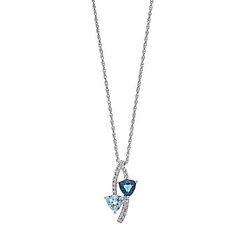 LeRose by Lexi and Rose Sterling Silver Blue Topaz & Lab-Created White Sapphire Pendant