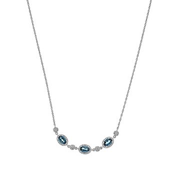 LeRose by Lexi and Rose Sterling Silver London Blue Topaz & Lab-Created White Sapphire Necklace