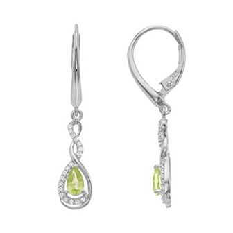 LeRose by Lexi and Rose Sterling Silver Peridot & Lab-Created White Sapphire Drop Earrings