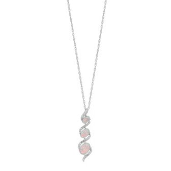 LeRose by Lexi and Rose Sterling Silver Lab-Created White Opal & Lab-Created White Sapphire 3-Stone Pendant