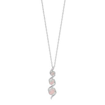 LeRose by Lexi and Rose Sterling Silver Lab-Created White Opal & Lab-Created White Sapphire 3-Stone Pendant