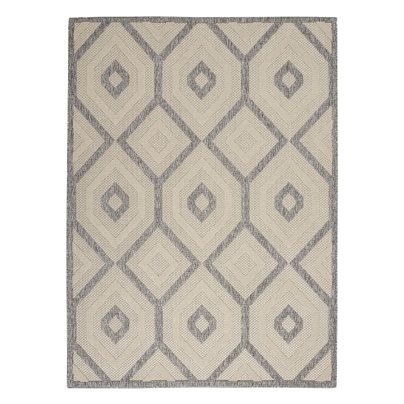 Nourison Palamos Begonia Outdoor Area Rug, Beig/Green, 7X10 Ft