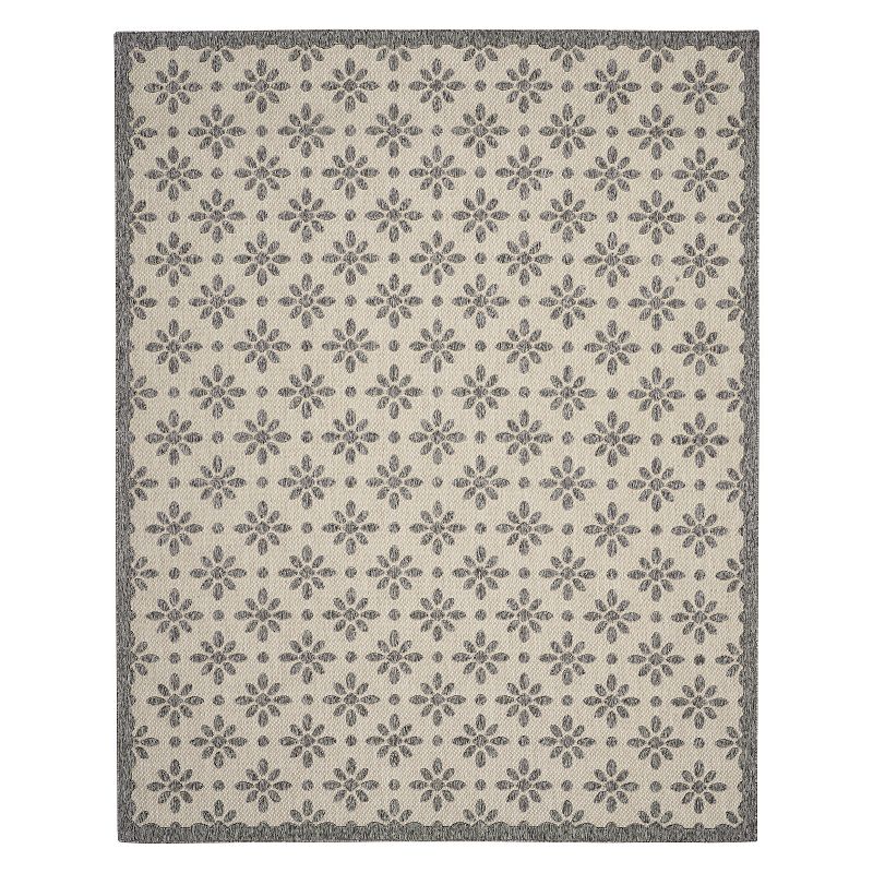 Nourison Palamos Camellia Outdoor Area Rug, White, 8X10 Ft