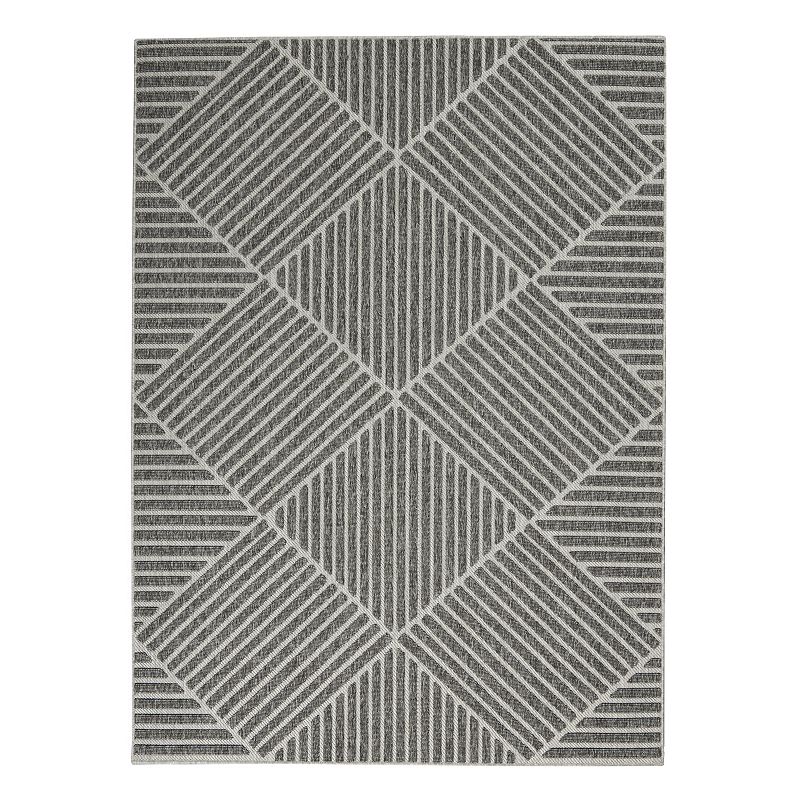 Nourison Palamos Azalea Outdoor Area Rug, Grey, 7X10 Ft