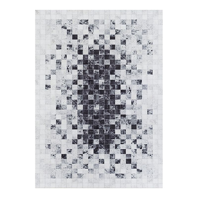 Couristan Prairie Hygee Blocks Faux Cowhide Area Rug, White, 7.5X10 Ft