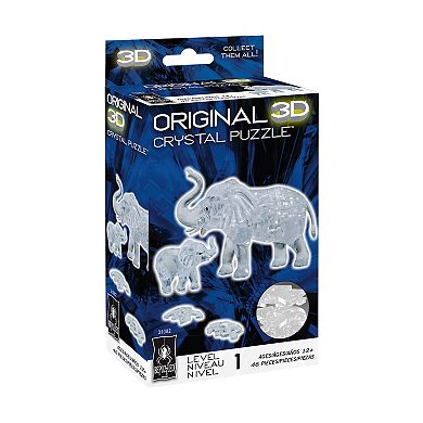 University Games 3D Crystal Puzzle - Elephant and Baby 46-Pieces