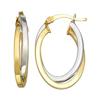 Argento Forte Two-Tone Double Oval Twisted Tube Hoop Earrings