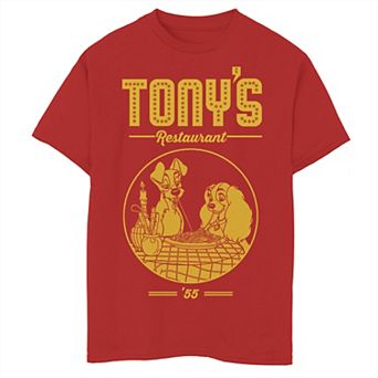 Disney's Lady & The Tramp Boys 8-20 Tony's Restaurant Poster Graphic Tee