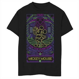 Disney's Mickey Mouse Boys 8-20 Fun For Everyone Neon Line Art Graphic Tee