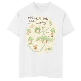 Disney's Winnie the Pooh Boys 8-20 100 Acre Woods Map Graphic Tee