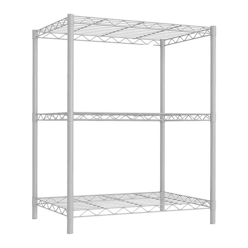 Home Basics 3 Tier Commercial Grade Steel Adjustable Wire Shelving Unit, Wh