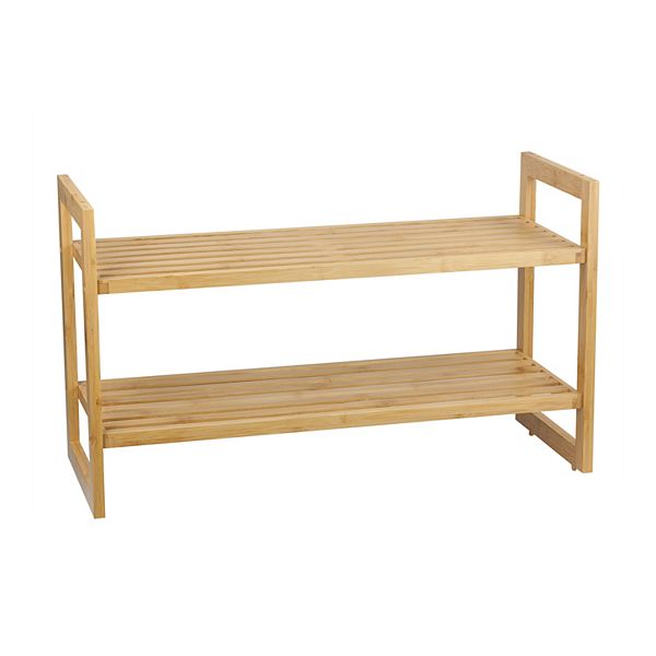 Home Basics 2 Tier Slatted Shelf Shoe Rack