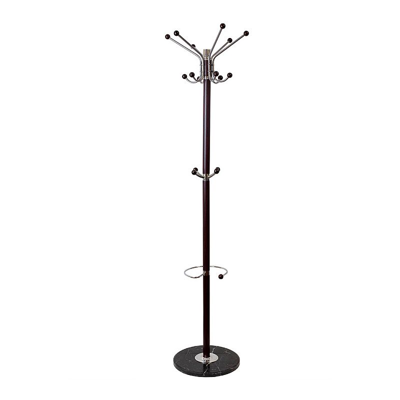 Home Basics Coat Rack with Heavy Duty Marble Base, Brown