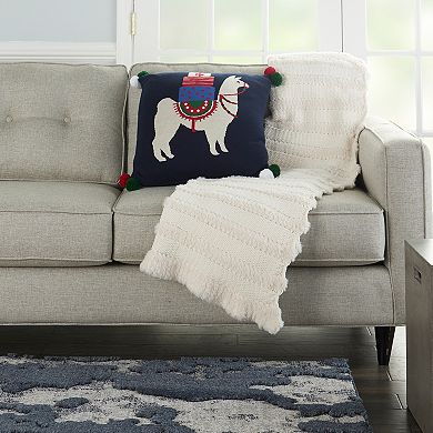 Mina Victory Home for the Holidays Holiday Llama Muticolor Throw Pillow