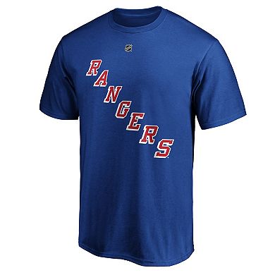 Men's Fanatics Branded Mika Zibanejad Blue New York Rangers Team Authentic Stack Name & Number T-Shirt
