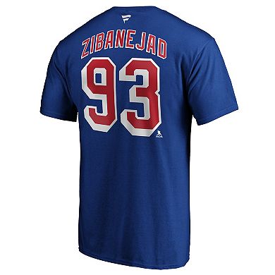 Men's Fanatics Branded Mika Zibanejad Blue New York Rangers Team Authentic Stack Name & Number T-Shirt