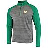 Men's Levelwear Gray/Green Oakland Athletics Vandal Raglan Quarter-Zip Pullover Jacket