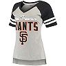 Women's G-III 4Her by Carl Banks Heathered Gray/Black San Francisco Giants Goal Line Raglan V-Neck T-Shirt