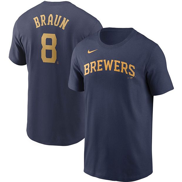 Men's Nike Ryan Braun Navy Milwaukee Brewers Name & Number T-Shirt