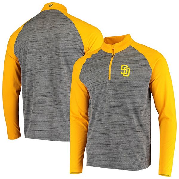 Men's Levelwear Gray/Gold San Diego Padres Vandal Raglan Quarter-Zip  Pullover Jacket