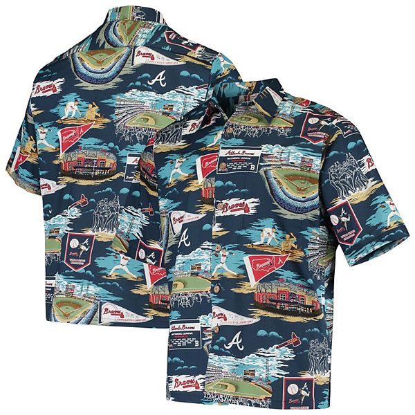 Men's Reyn Spooner Navy Atlanta Braves Scenic Button-Up Shirt