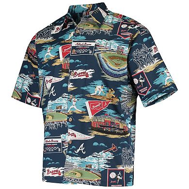 Men's Reyn Spooner Navy Atlanta Braves Scenic Button-Up Shirt