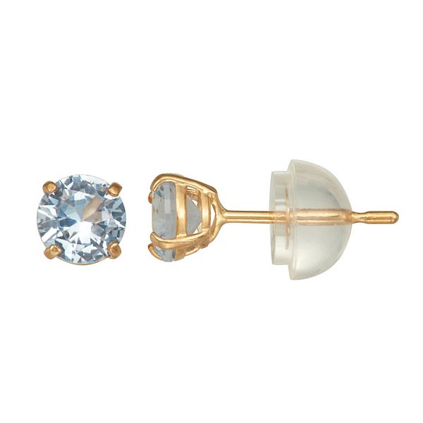 Kids' Junior Jewels 14k Gold Gemstone Stud Earrings - Created Aquamarine