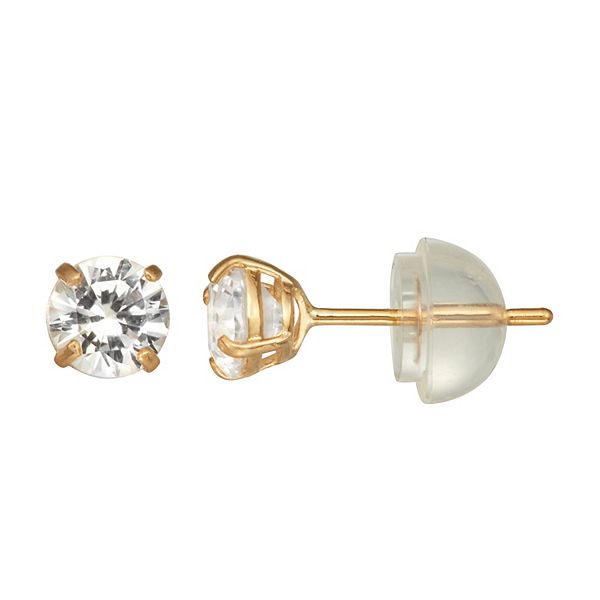 Kids' Junior Jewels 14k Gold Gemstone Stud Earrings - Created White Sapphire