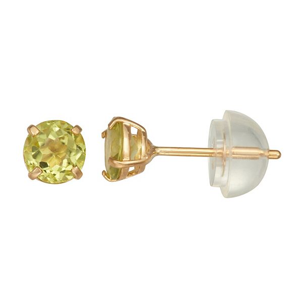 Kids' Junior Jewels 14k Gold Gemstone Stud Earrings - Peridot