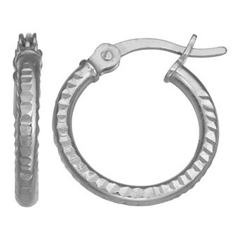 Junior Jewels Kids Plated Sterling Silver Textured Hoop Earrings