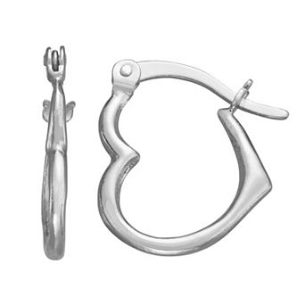 Junior Jewels Kids Sterling Silver Heart Hoop Earrings