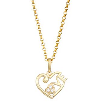 Junior Jewels Kids 14k Gold Diamond Accent "Love" Heart Pendant Necklace