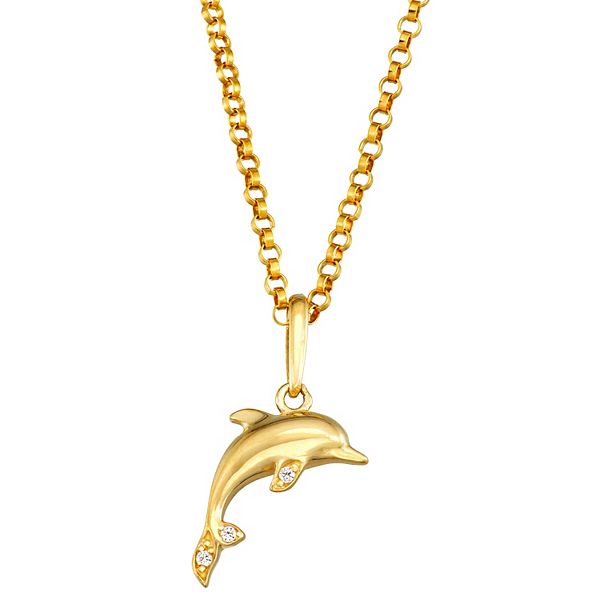 Pick A Pearl Dolphin Pendant in Gold with Diamond