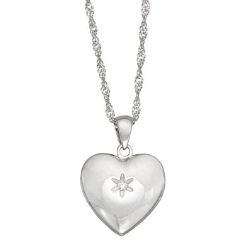 Junior Jewels Kids Sterling Silver Cubic Zirconia Heart Locket Necklace