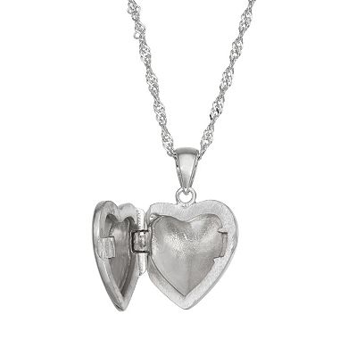 Junior Jewels Kids Sterling Silver Cubic Zirconia Heart Locket Necklace