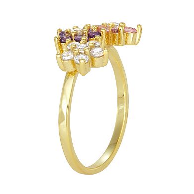 Junior Jewels Kids' 14k Gold Over Silver Multicolor Cubic Zirconia Flower Ring