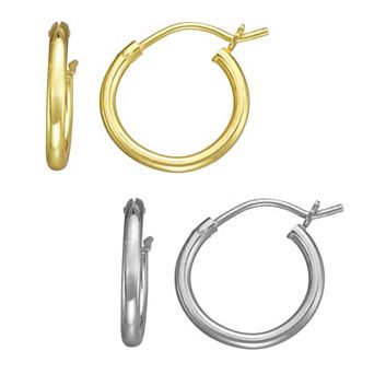 Junior Jewels Kids 14k Gold Sterling Silver Hoop Earring Set