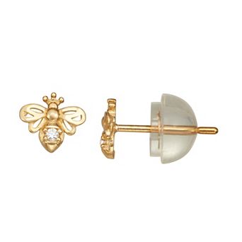 Junior Jewels Kids' 14k Gold 1/10 Carat T.W. Diamond Bee Stud Earrings