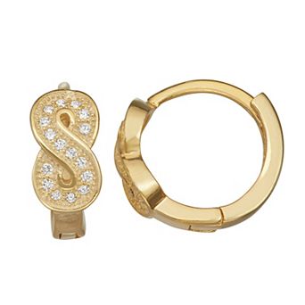 Junior Jewels Kids' 14k Gold Over Silver Cubic Zirconia Infinity Huggie Hoop Earrings