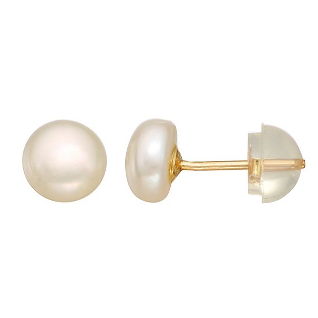 Children's Cultured Pearl Earrings 14K Yellow Gold