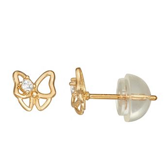 Junior Jewels Kids' 14k Gold 1/10 Carat T.W. Diamond Butterfly Stud Earrings