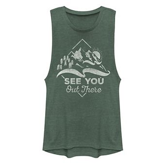 Juniors' "See You Out There" Mountain Sunset Theme Muscle Tank Top